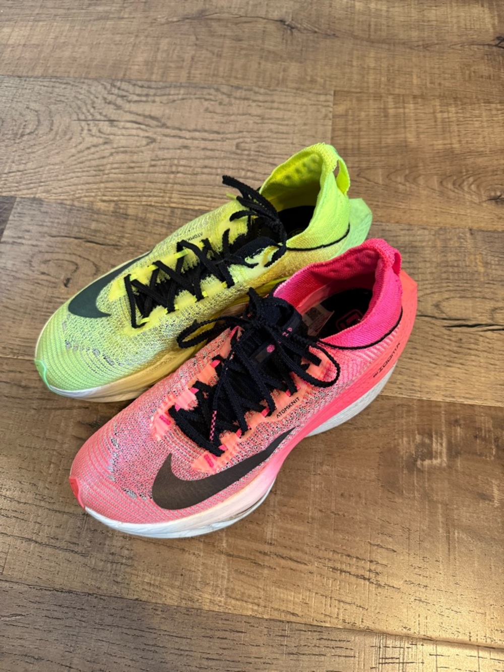 Nike Dual-Color Alphaflys Running Shoes in Hot Pink and Neon Yellow - Picture 2 of 7